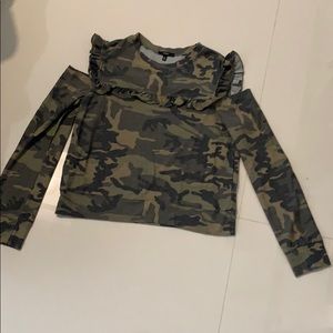 Camo Open Shoulder Sweater